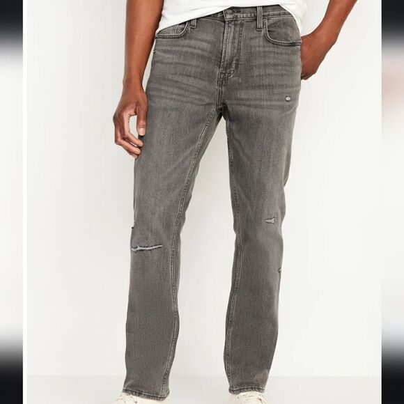 2650 NWT Old Navy Slim Built-In Flex Ripped Gray Jeans Color: Wash Down Gray - Picture 2 of 7